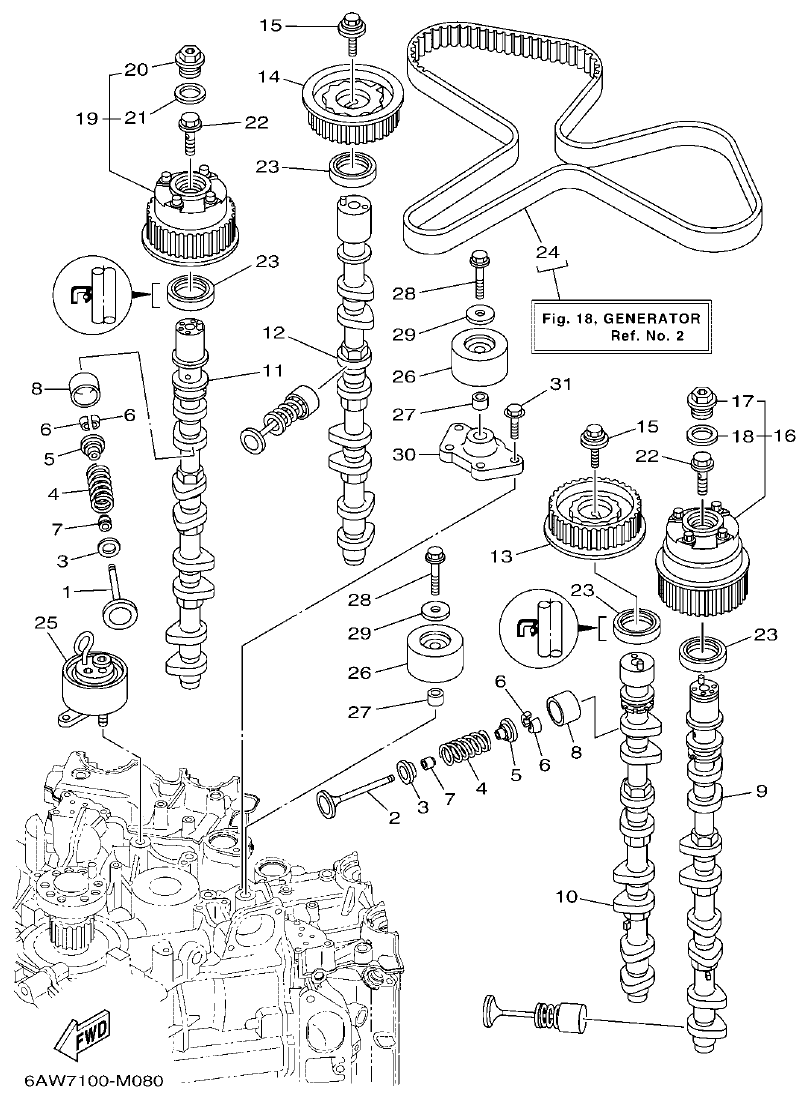 Yamaha 20, F350NCC2 VALVE parts diagram